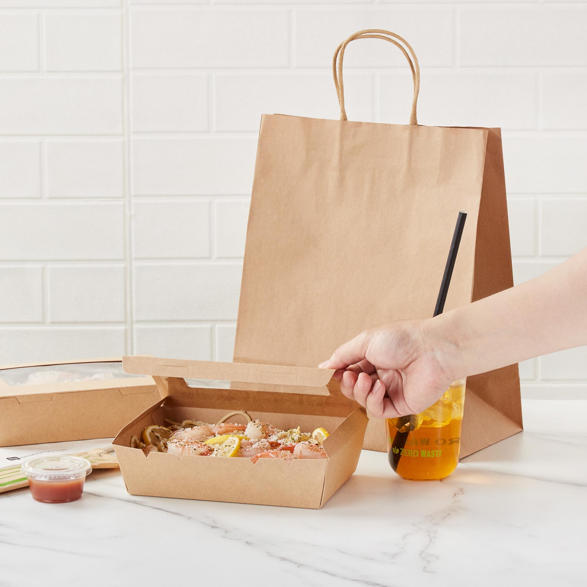 Restaurantware -Cafe Vision To Go Boxen mit Sichtfenster, Scharnierschloss, kein Fett, Kraftpapier, Lunchboxen, Einweg, für Mittagessen oder Desserts, 1,2 l, 200 Stück