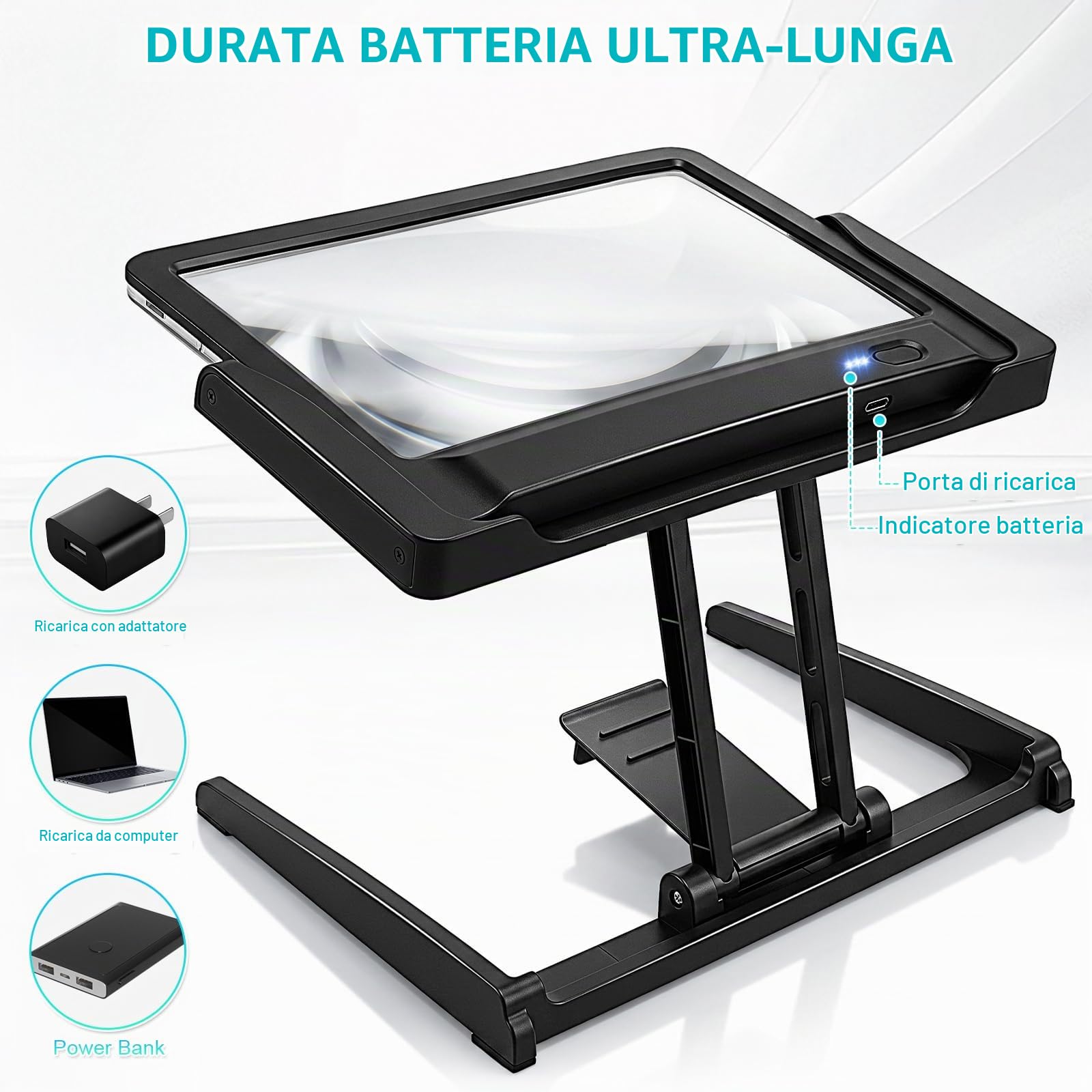 NZQXJXZ 6X Lente Ingrandimento con Luce, Lente d'ingrandimento Mani Libere