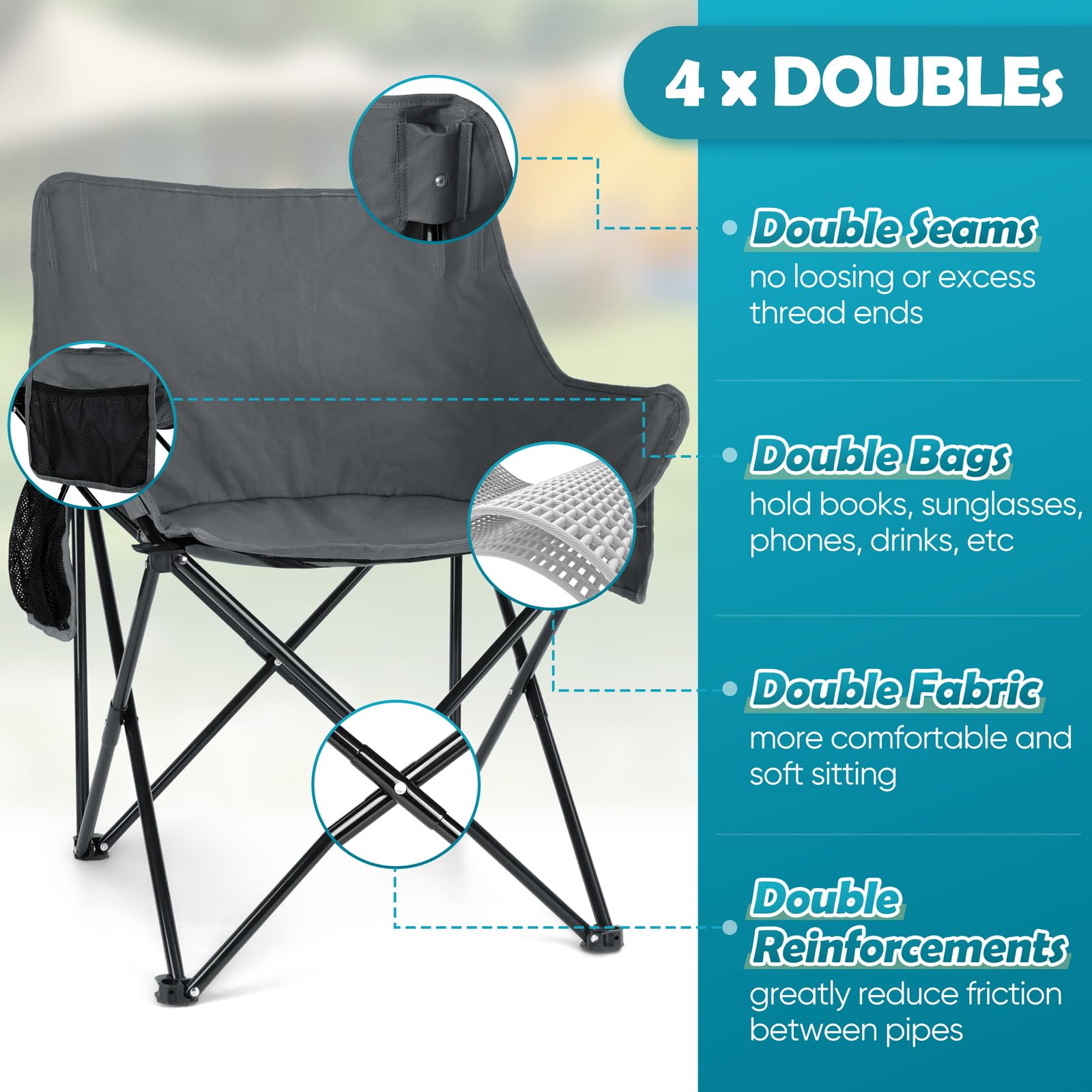 Set De Camping Con 2 Sillas Plegables Y Mesa - Impermeable, Portátil, Para Playa, Picnic O Senderismo