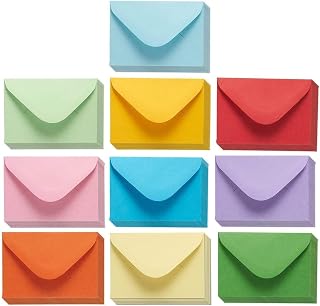 Juvale Mini Envelopes - 4 x 2.7 Inches, 100 Count, Assorted Colors - Gift Card Envelopes for Cash with Gummed Seal for Secure Closure