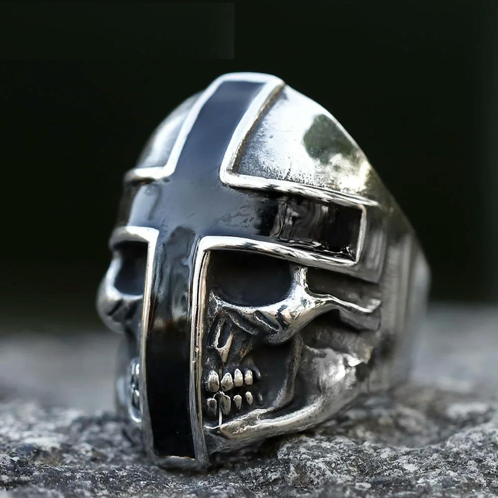 New Men's Ring Punk Cross Skull Ring For Men Fashion With Hip Hop Halloween Jewelry Vintage