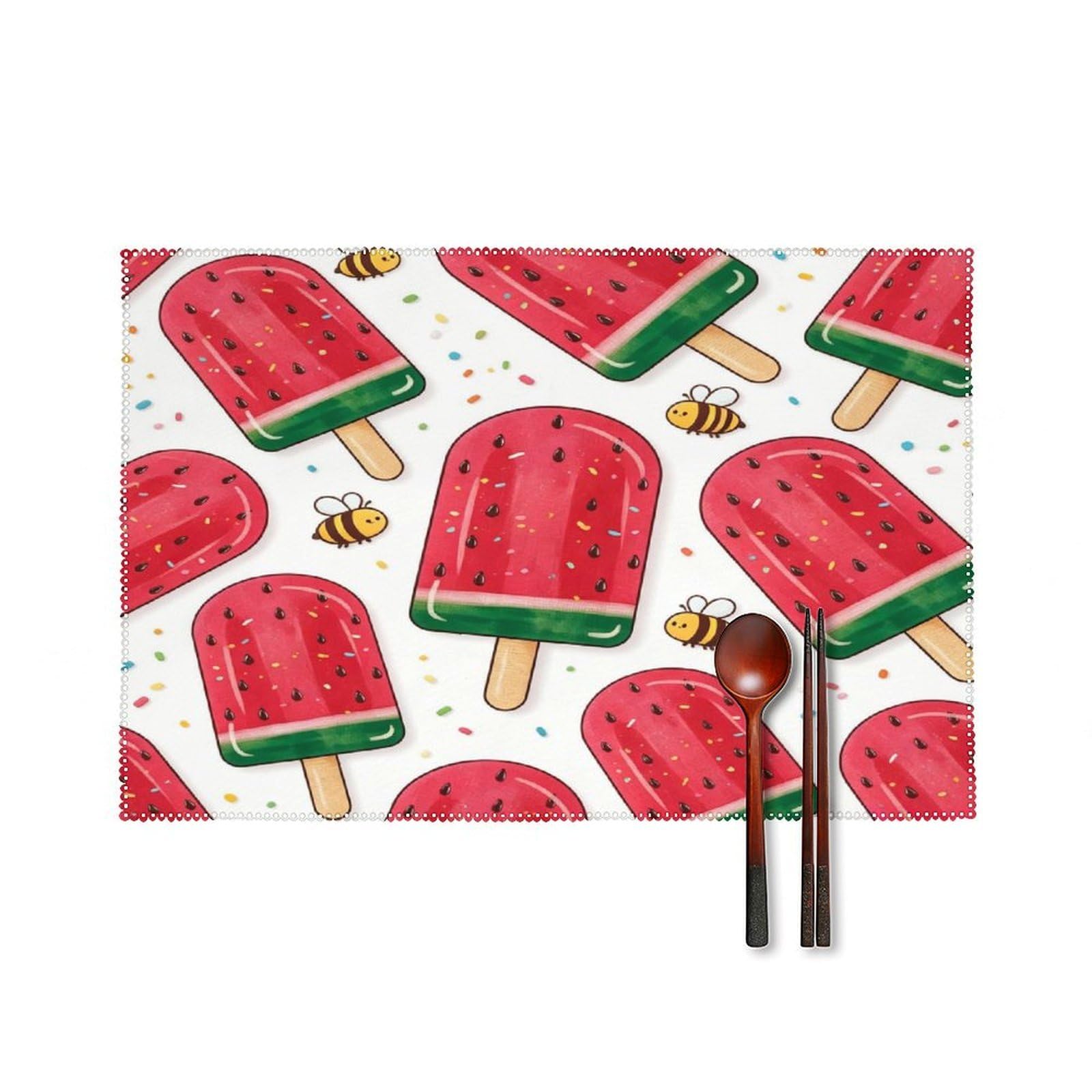 Fekiloot Style Watermelon Ice Cream Placemats Set Of 6,Table Mat