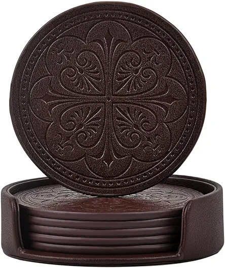 Drink Coasters,PU Leather Bar Beer Beverage Coasters for...