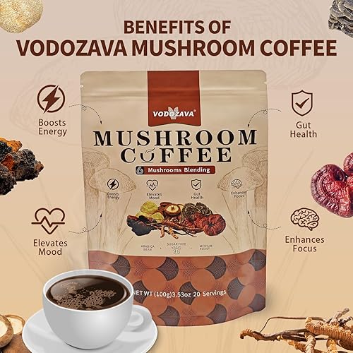 Miniatura 2 de Café instantáneo de hongos en polvo para pérdida de peso, extracto de café expreso con melena de leones Chaga, cola de pavo Shiitake, Cordyceps