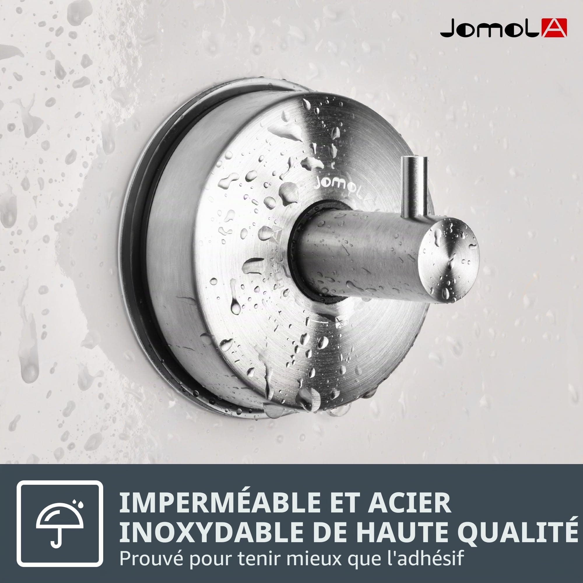 JOMOLA Crochet Ventouse Salle de Bain Mural Accroche Serviette Inox Puissant Porte Serviette Douche Cuisine Ventouse Patère Manteau Carrelage Brossé 2 PCS
