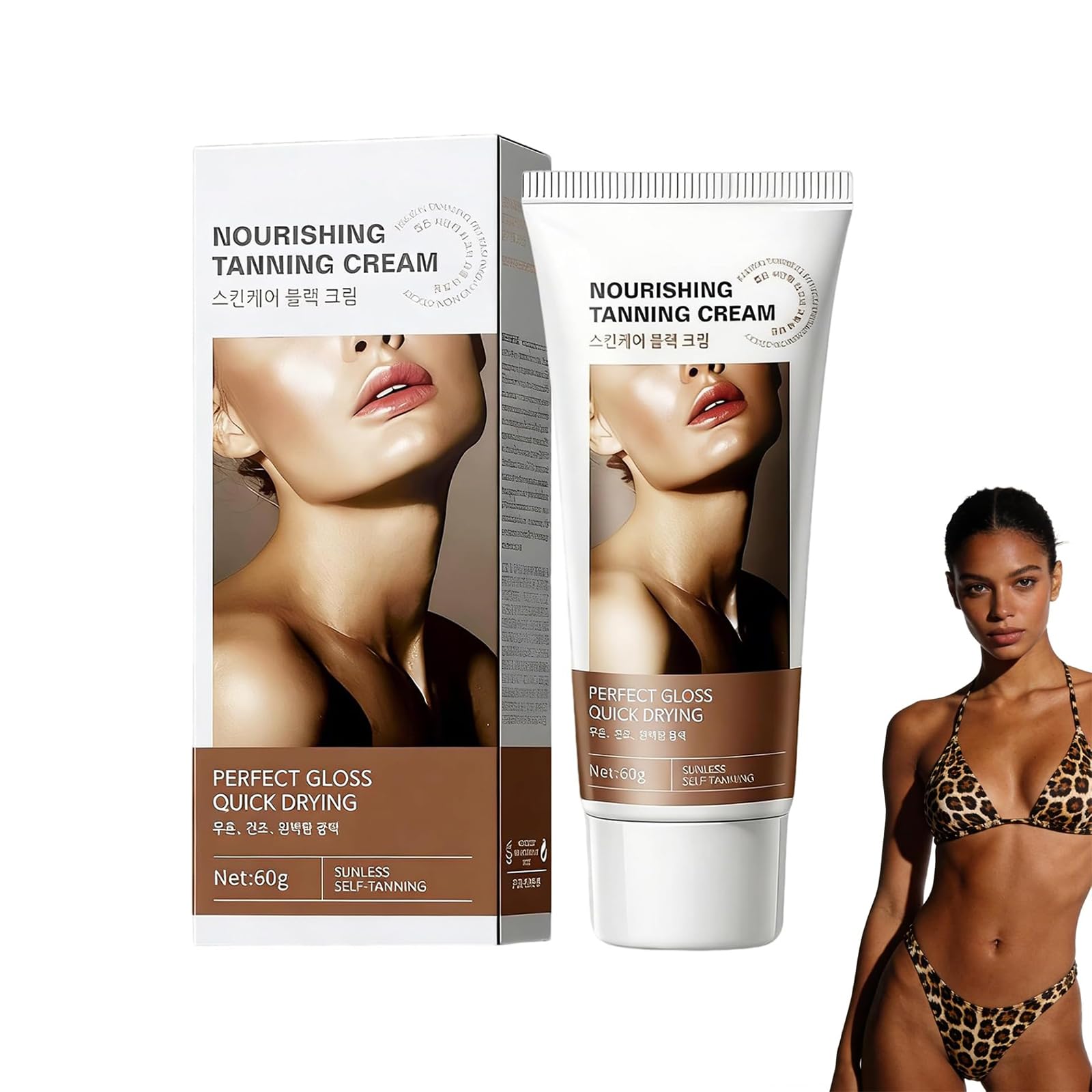 Autoabbronzante Viso E Corpo,Autoabbronzante corpo,Crema Abbronzante,Effetto Abbronzatura Naturale Progressiva, Abbronzatura Forte e Duratura 60g