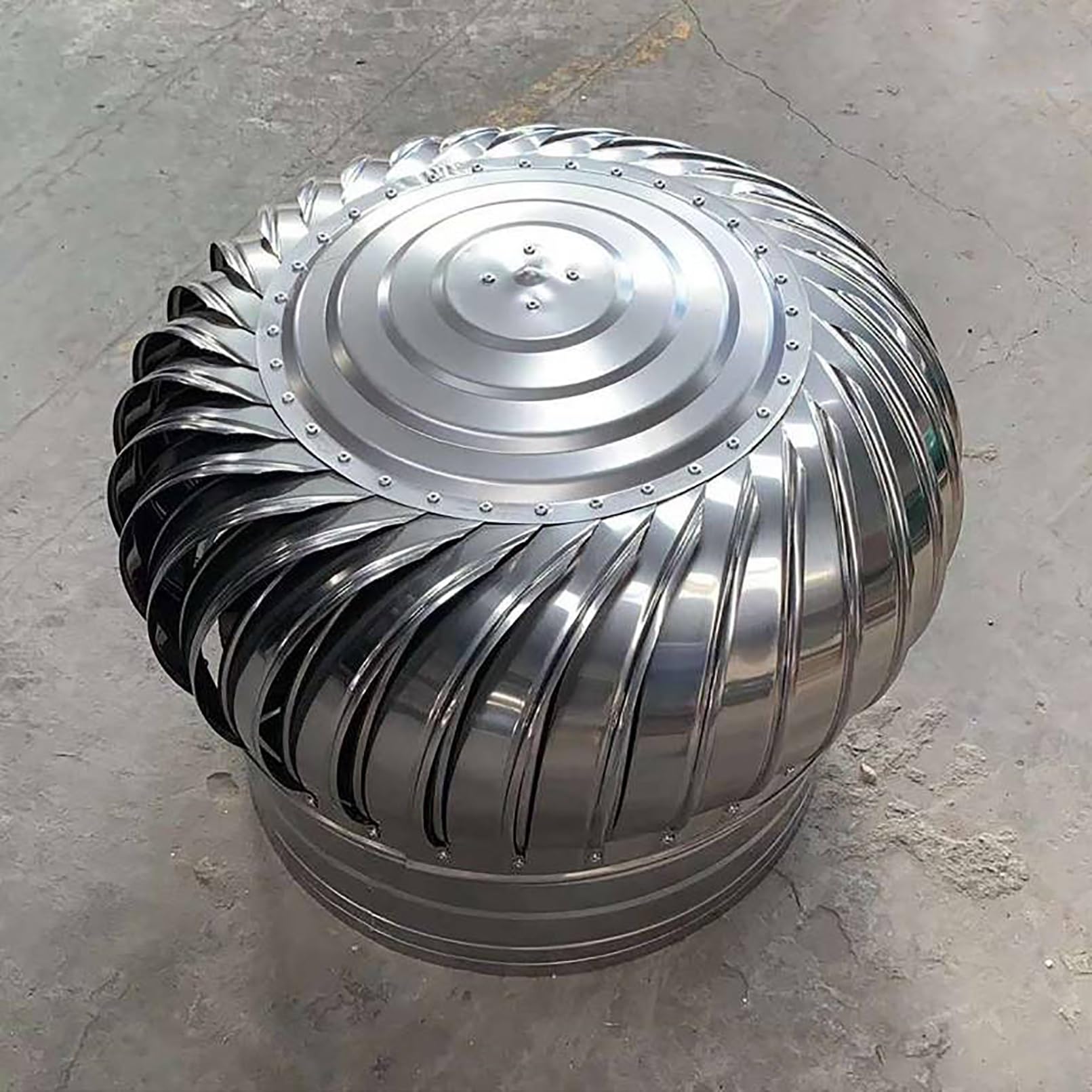 EJGMCNSGB 304 Stainless Steel Chimney Exhaust Vent Non Power Roof Ventilator with Rotating Cover for Houses Factory Attic and Farm 600mm/23.6in Roof Wind Turbines Cap Ventilation Fan