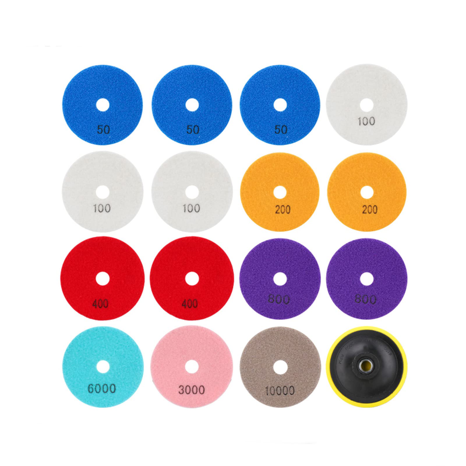 Almohadillas pulidoras de diamante, Kit de 16 almohadillas for pulir diamantes, almohadilla for pulir agua de 4 pulgadas for discos de pulido de diamantes, herramientas abrasivas