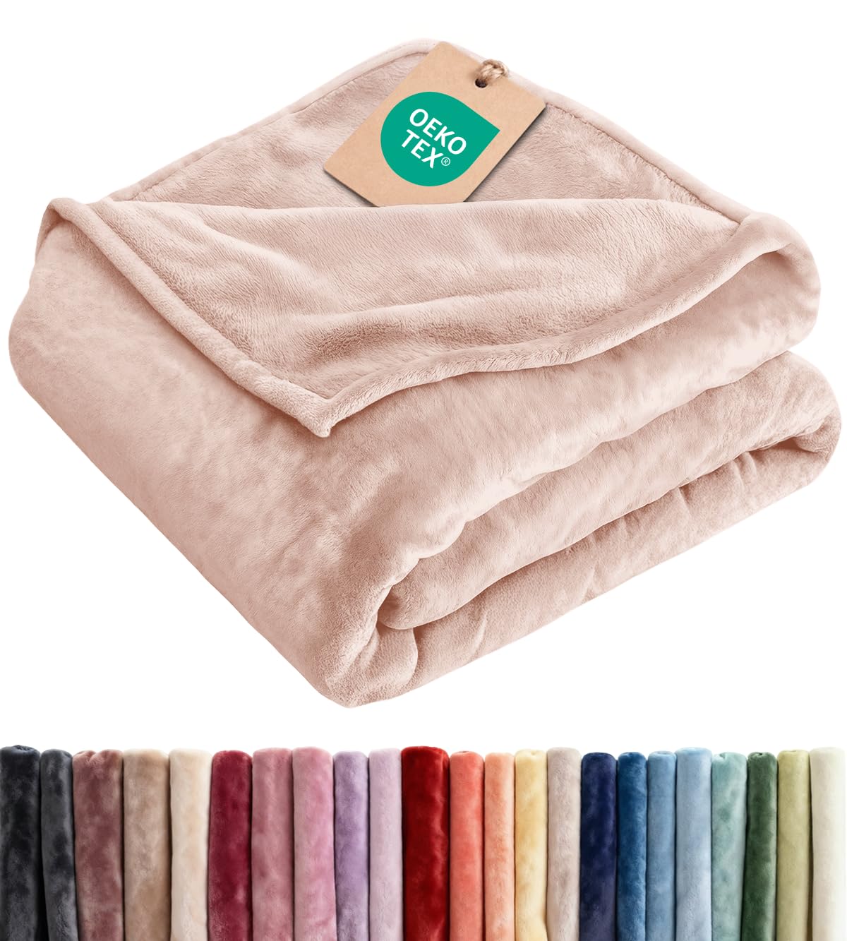 Fleece Blanket King Size - Ultra-Soft Flannel Fleece Blanket - Rosewater