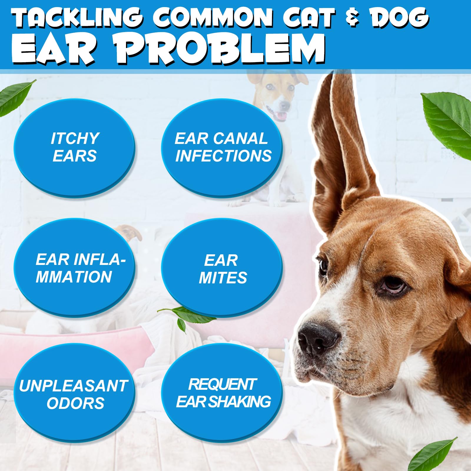 Ear Infection Treatment Drops for Dogs and Cats, Pets Ear Cleaning Solution Drops with 1% Hydrocortisone Soothing Dog Yeast Infection, Itchy Ear Relief, Pet Ear Care Supplies for Dogs & Cats - 2 fl oz - image 3