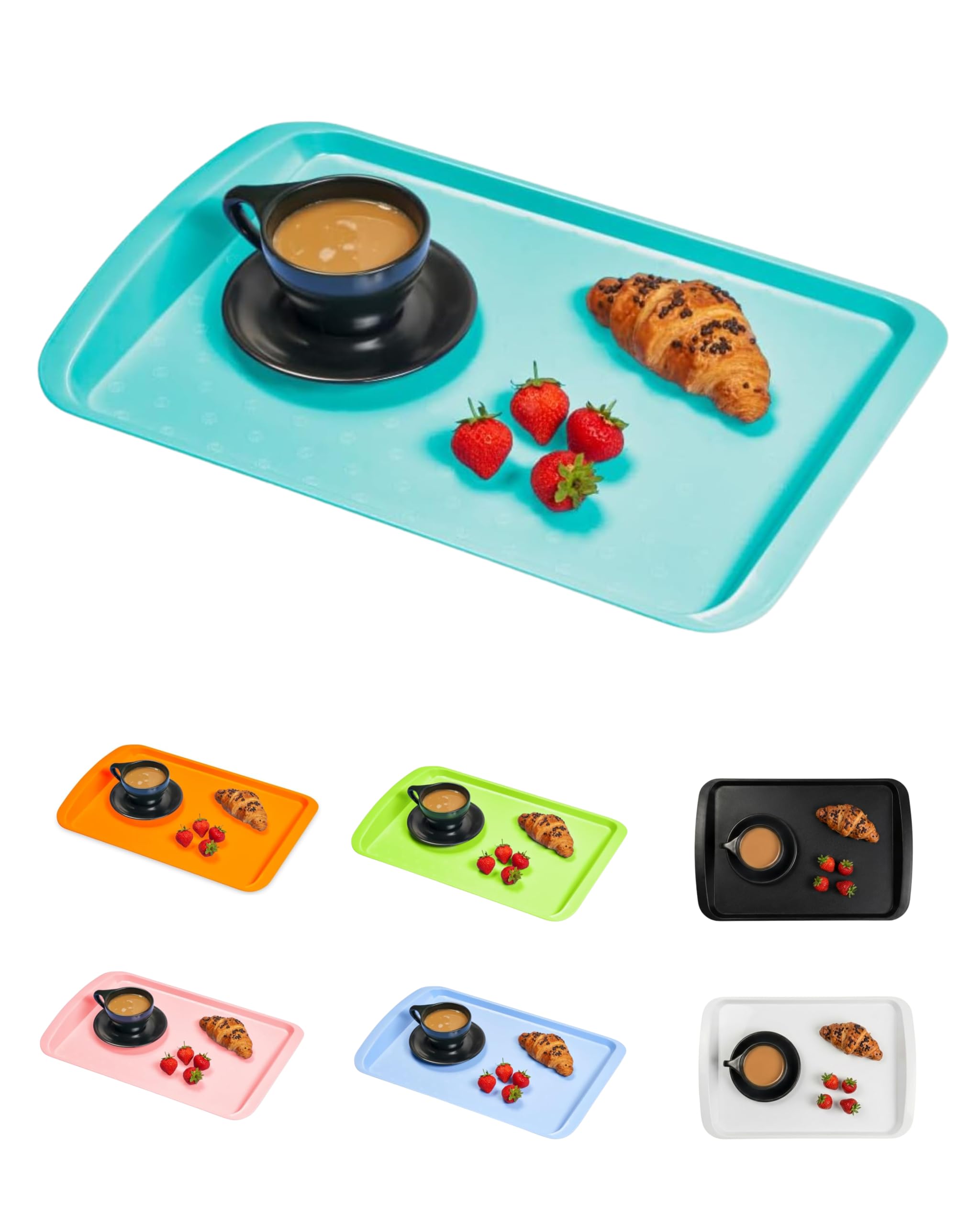 BuzzTrove - 1pc Serving Tray | Durable Plastic Tea Tray & Dinner Tray | Trays for Eating on Lap, Food Serving & Snacks | Dishwasher Safe, Stackable| 12-Month Guarantee | STMTQ — image 1