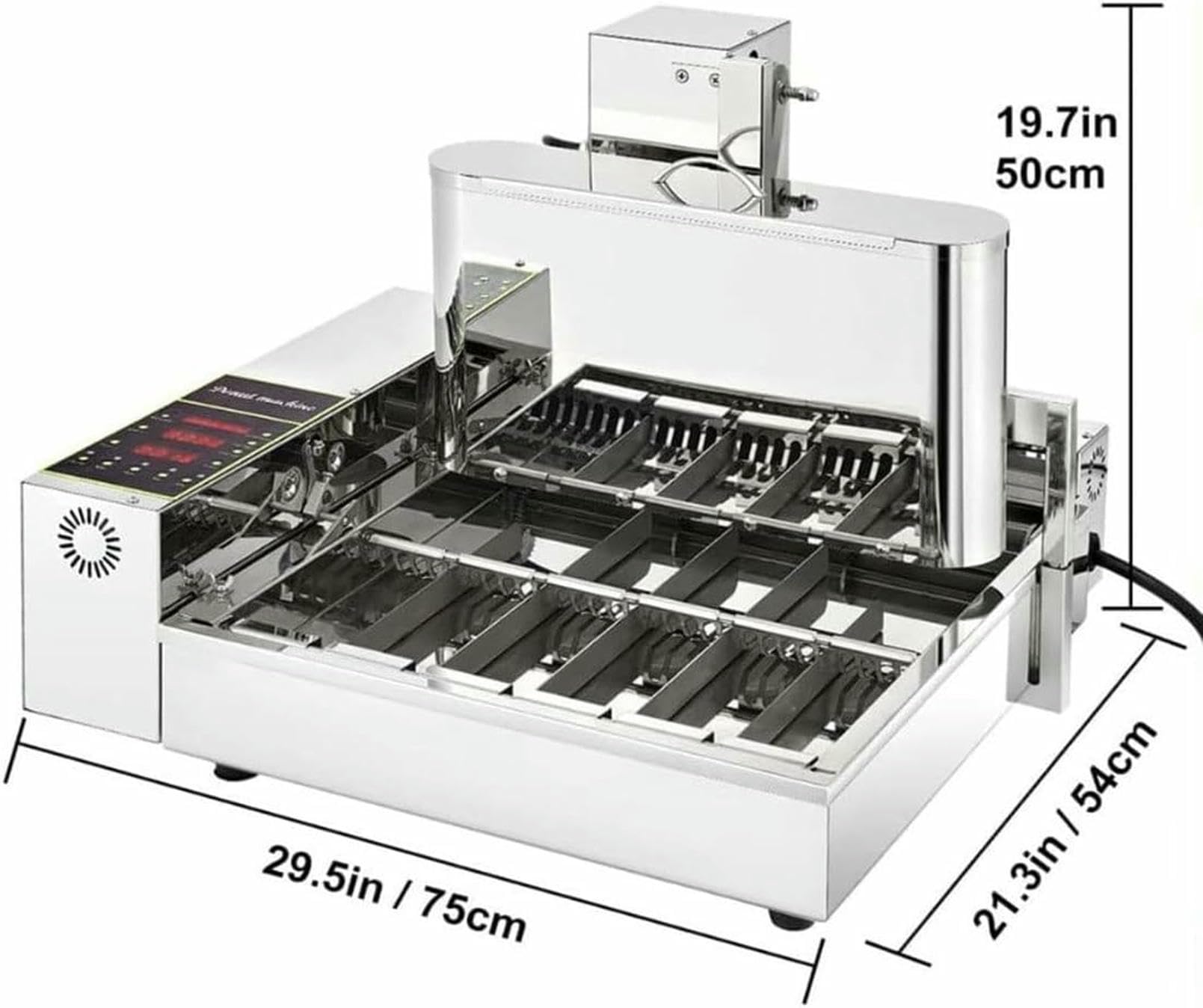 Machine À Beignets Automatique Commerciale – Mini Machine À 6 Rangées avec Contrôle Intelligent, Épaisseur Réglable, Trémie en Acier Inoxydable De 9,5 L, 2500 Unités/Heure (220 V)