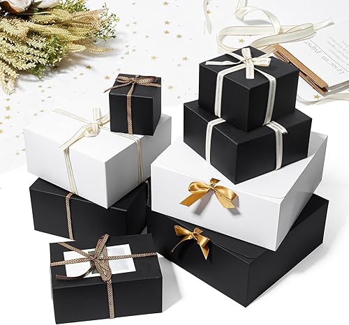 Miniatura 5 de Mcfleet Cajas de regalo grandes con tapas de 12 x 12 x 5 pulgadas, paquete de 10 cajas de propuesta de dama de honor, caja de regalo blanca extra