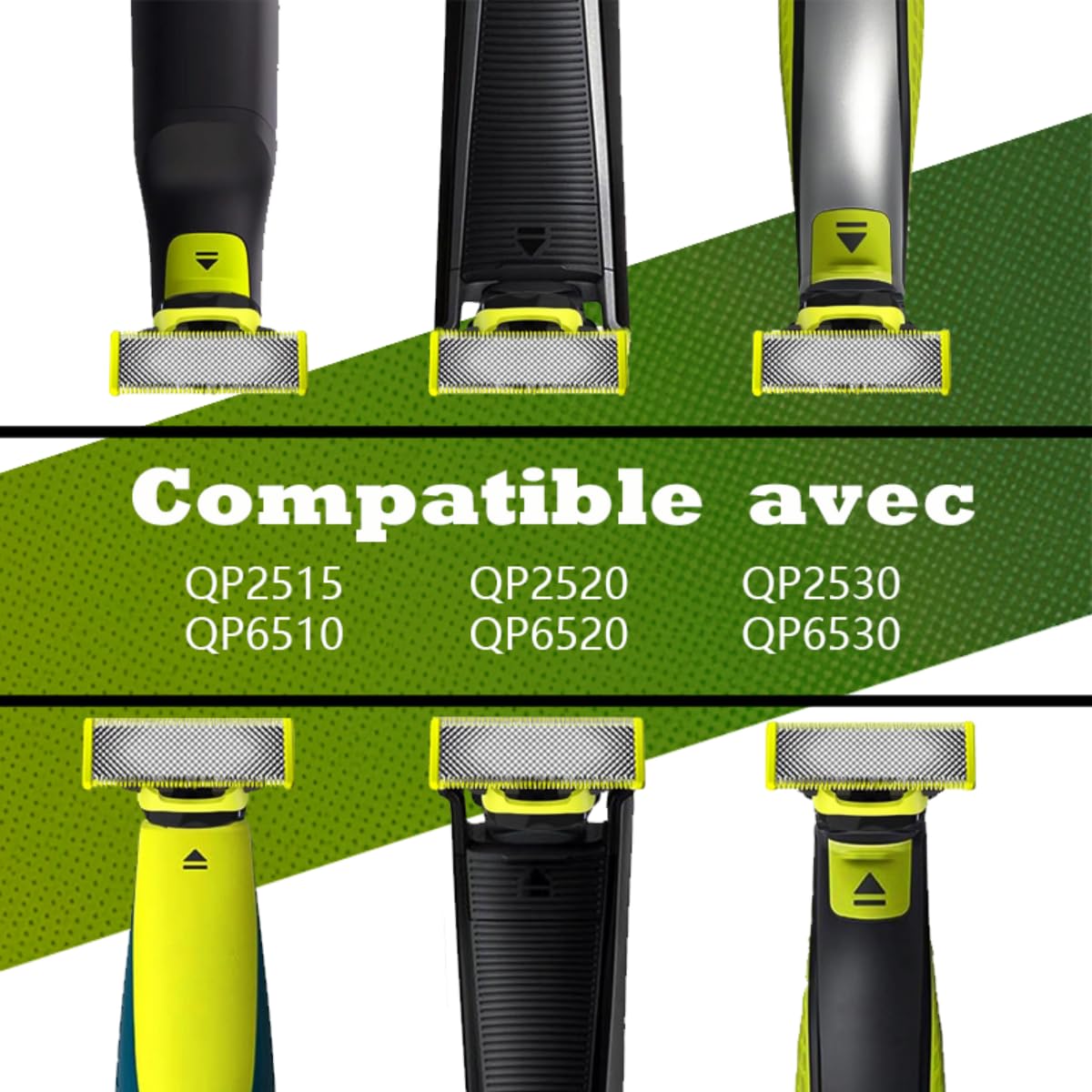 Lames de rasoir compatibles avec One Blade, lot de2/3/4/6, pour rasoir/tondeuse électrique Philips One Blade (6)