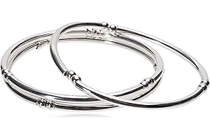 Silvertone Stretch Bangle Bracelet 3 Piece Set
