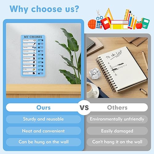 Miniatura 5 de Tabla de tareas para niños, tabla de tareas para niños, lista de tareas para niños pequeños con 1 tablero de tareas y 5 tarjetas de papel en blanco