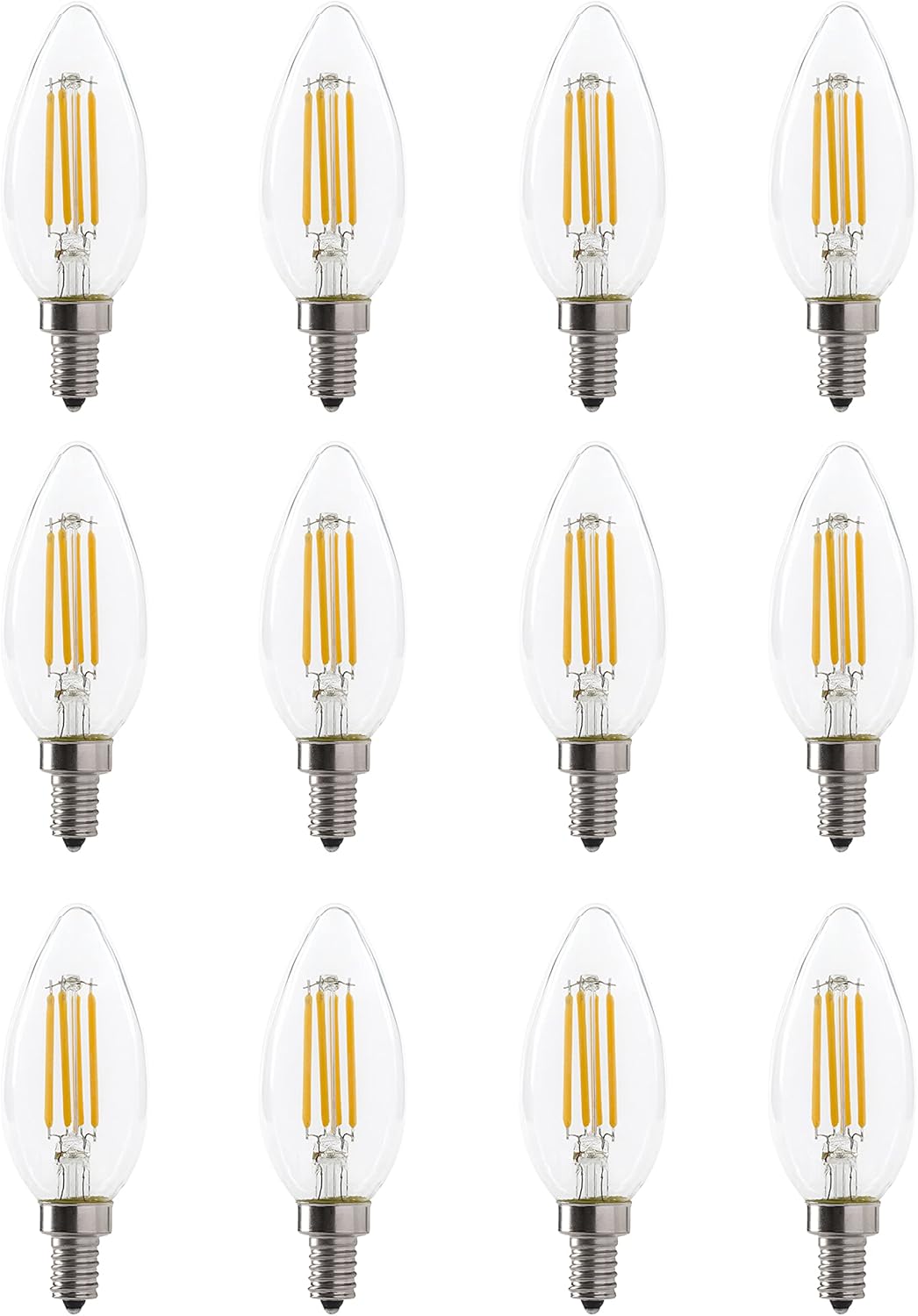 Xtricity B11 LED Bulb with E12 Base, 3.5W Torpedo Filament Chandelier Bulb, 40W Equivalent, 300 Lumens, B11 Bulb Soft White 3000K, Dimmable, 120V, Candelabra Base, Clear Glass, (8 Pack)