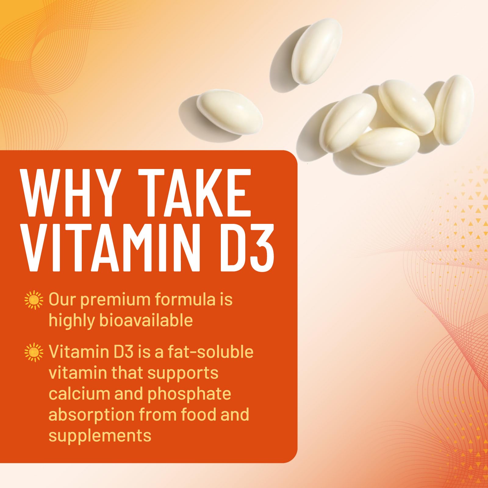 Vitamin D-3 5000 IU (125 mcg) Per Serving Softgels - Extra Strength Vitamins D Dietary Supplement for Bone, Teeth, Muscle Health & Immune Support, Rapid Absorbtion USA Bottled, Gluten Free - 60 Count — Amazon image 6