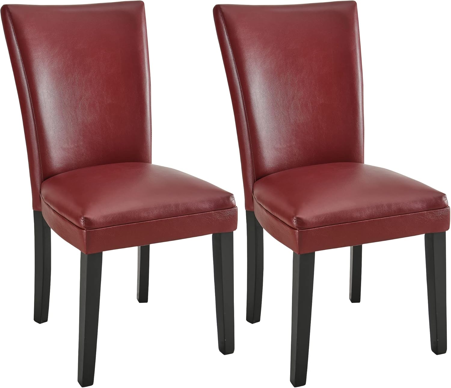 LEEMTORIG Red Parsons Chairs Faux Leather Upholstered