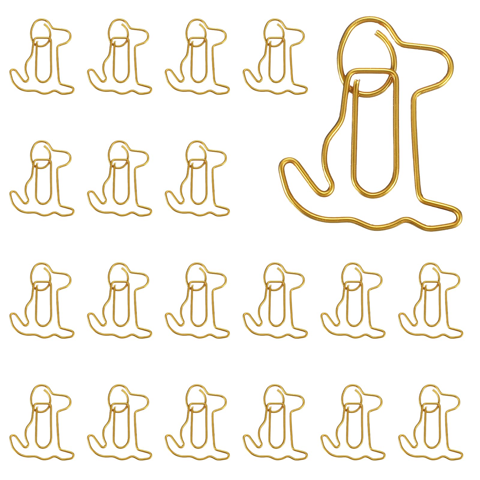 PATIKIL 20Pcs Paper Clip, Dog Shape Metal Paper Clip Rust-Proof Small Cute Lovely Decorative Bookmarks for Notebook Document Office Home Supplies, Gold