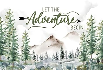 7X5FT Woodland Baby Shower Decorations Backdrop Adventure Awaits Backdrop Let The Adventure Begin Banner F73