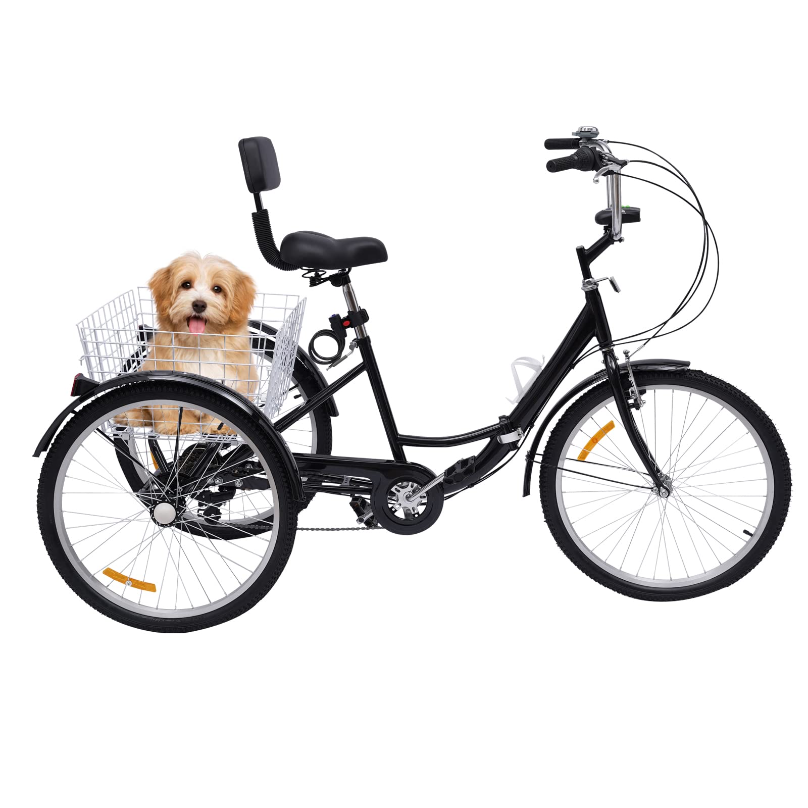 Tricycle Adulte Pliable 24" 7 Vitesses - Avec Panier Arrière Et Lampe - Marque SENDERPICK