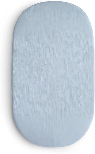 mushie Sábana de muselina extra suave para cuna 30 x 16 pulgadas (azul bebé)