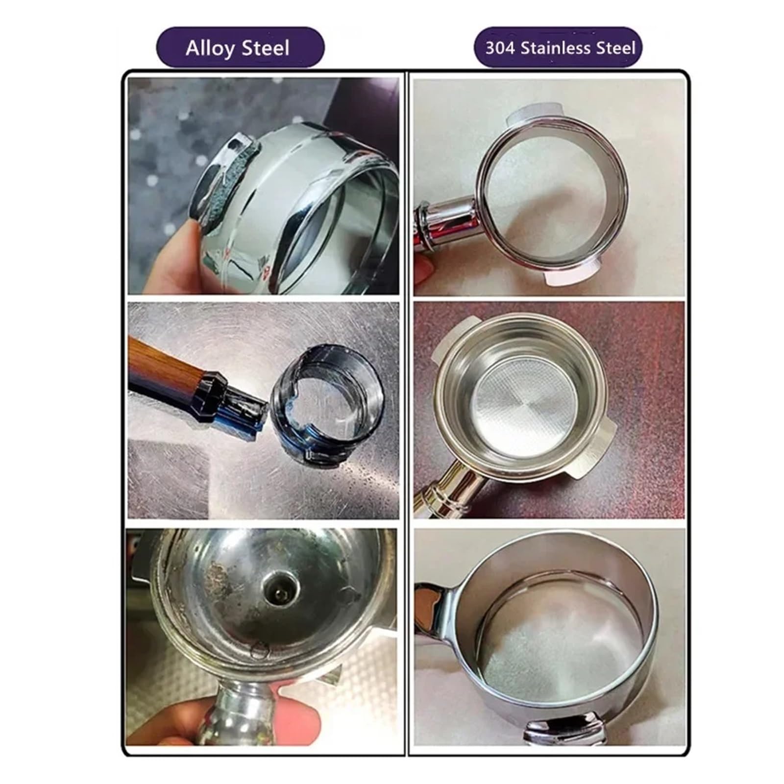 Compatible Con Delonghi, Compatible Con Dedica, EC680/685 ECP33.21 ECP35.31 De Acero Inoxidable, Soporte De Filtro De Portafiltro De Café De Doble Boquilla De 51 Mm De Cabezal Único(3 ears)