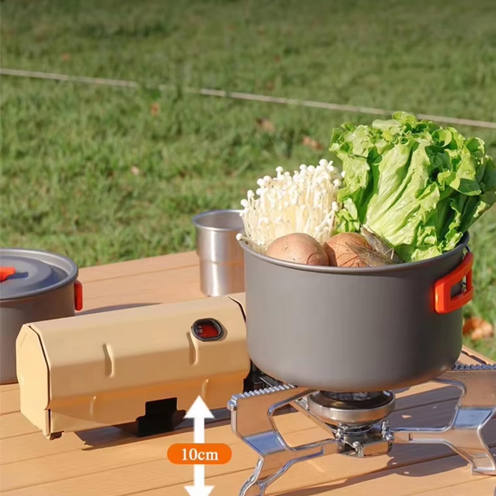 Estufa de caja para acampar, estufa de casete portátil para exteriores, parrilla de equipo compacta y plegable, ligera, antideslizante y compacta, para acampar al aire libre en familia, cocinar al air