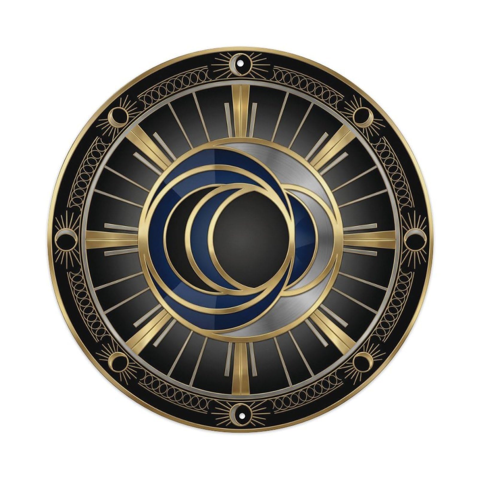 Eclipse Celestial Deco Style Cosmic Orbit Geometric Pattern Metal Tin Sign Plaque Wall Decor for Cafe, Man Cave, Club Bar, Office, Home Garden Round Metal Poster 8x8Inch