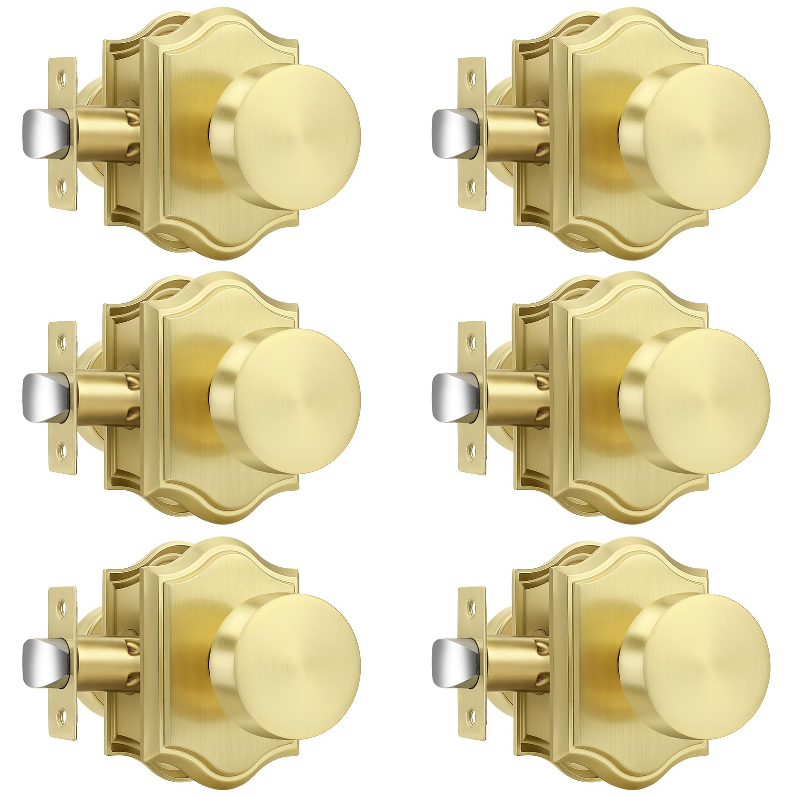 Antique Brass Door Knobs - Privacy & Push Button Lock -11