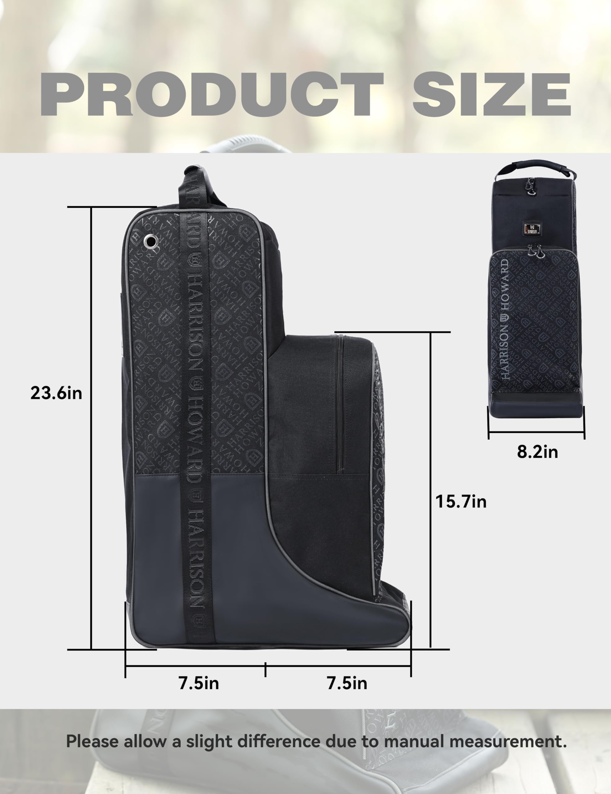 Harrison Howard Bolsa alta para botas ecuestres, bolsa de viaje para guardar casco, accesorios de látigo de caballo, bolsa de almacenamiento para botas, Negro, Moderno