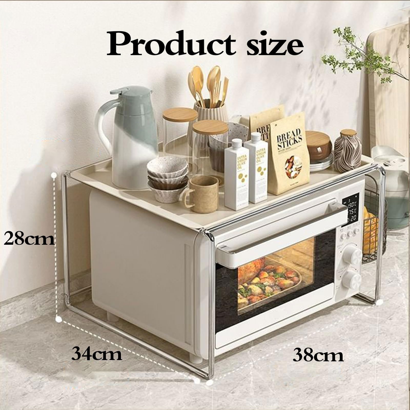 Mikrowellen Regal Standregal Mikrowellenhalter,Edelstahl,herausnehmbares Tablett,Standregal Mikrowellenhalter Bäcker Regal Organizer,für Arbeitsplatte,Bäckereiregale,Küchenorganizer