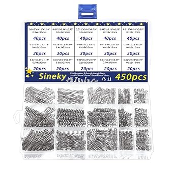 Metal Springs 450pcs Assorted Size Mini Springs Set Set, Return Springs Assorted, 304 Stainless Steel Steel Return Springs for Electrical Equipment & Home Replacement
