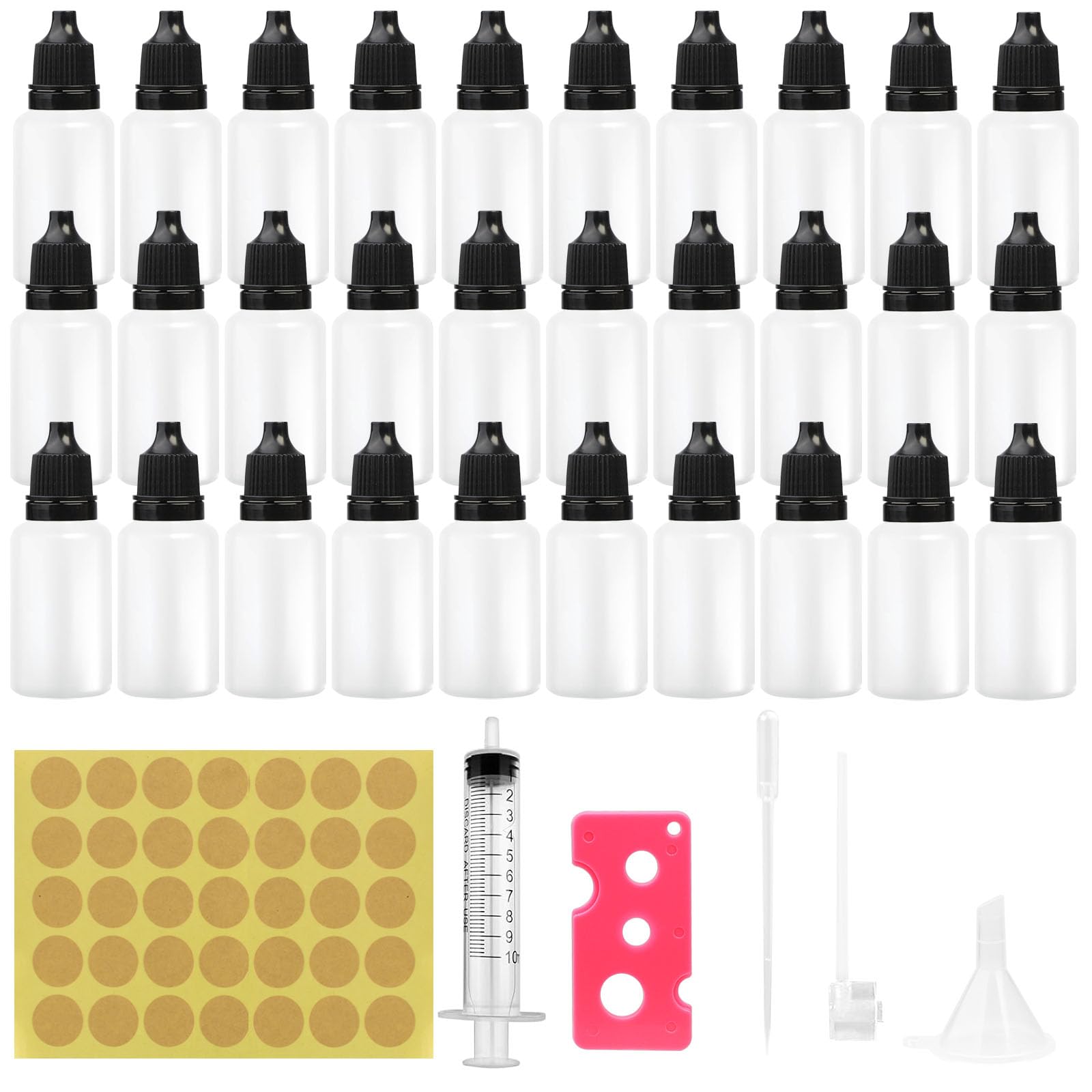 WEFINEST 30 pcs 20ml Eye Dropper Bottles, Plastic Droppers For Liquids,  Empty Vape Bottles, Translucent Vape Liquid Bottle with Dispensing Set,  Bottle Opener, Dot Stickers For Home Travel : Amazon.co.uk: Beauty