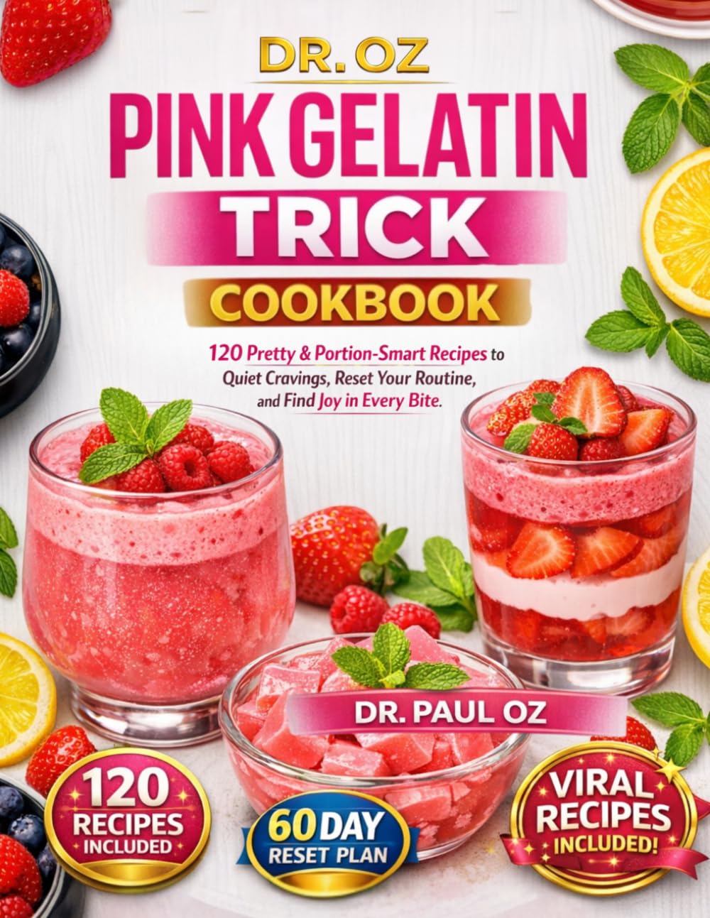 DR. OZ PINK GELATIN TRICK COOKBOOK: 120 Pretty & Portion-Smart Recipes to Quiet Cravings, Reset Your Routine, and Find Joy in Every Bite.