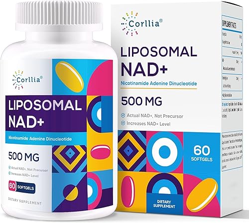 Corllia Liposomal NAD+ 500 mg con TMG 250 mg Softgels, alternativa a ribósido de nicotinamida, suplemento real NAD+, 60 porciones disponible en Yaxa Colombia