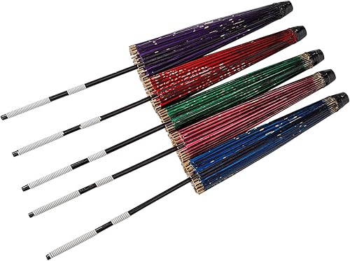 Miniatura 4 de THY COLLECTIBLES Paraguas de papel clásico chino estilo asiático de 33 pulgadas con mango largo estampado de flores para bodas, fotografías