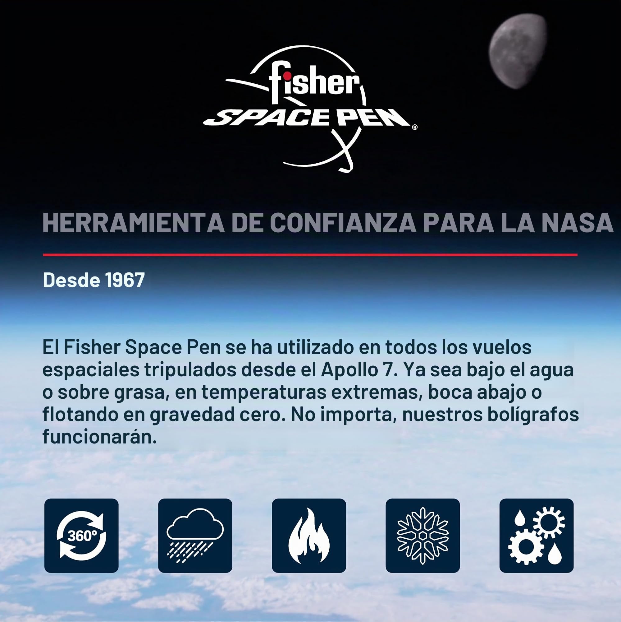Fisher Space Pen Cap-O-Matic Space Pen - Bolígrafo de latón lacado, tinta negra, clip de bolsillo, caja de regalo, fabricado en los Estados Unidos