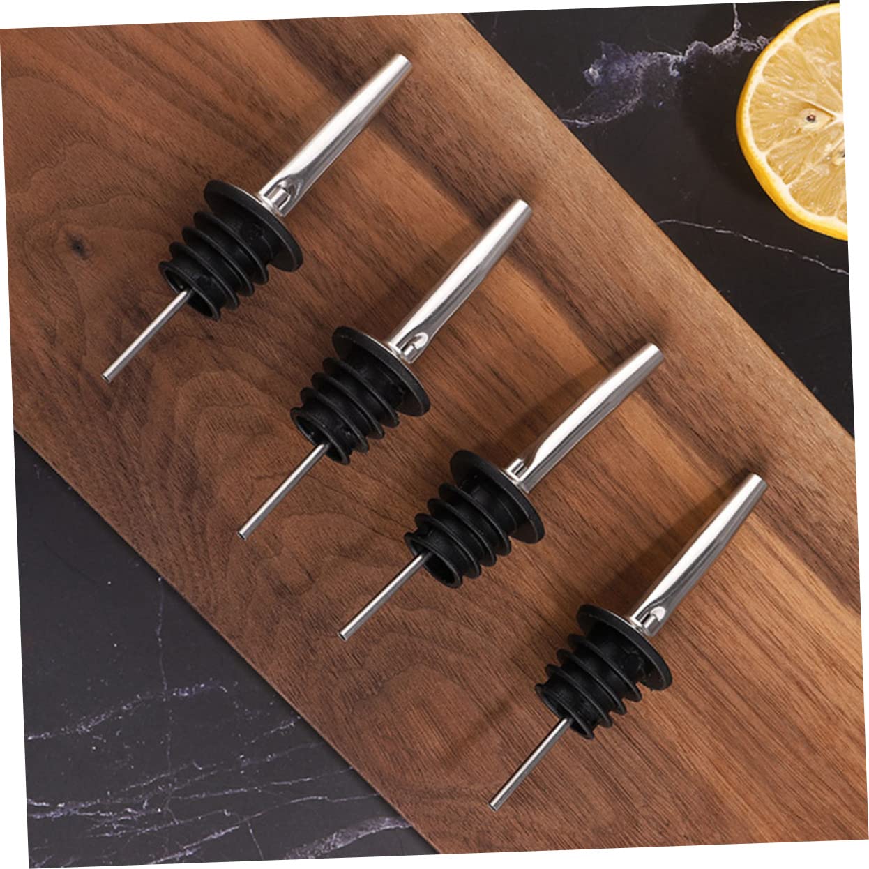 TOPBATHY Herramientas de Bar de Acero Inoxidable 12 Piezas Juego de Coctelera Soporte de Bambú Bien Organizadas para Bar y Cafetería para Preparar Cócteles en Casa
