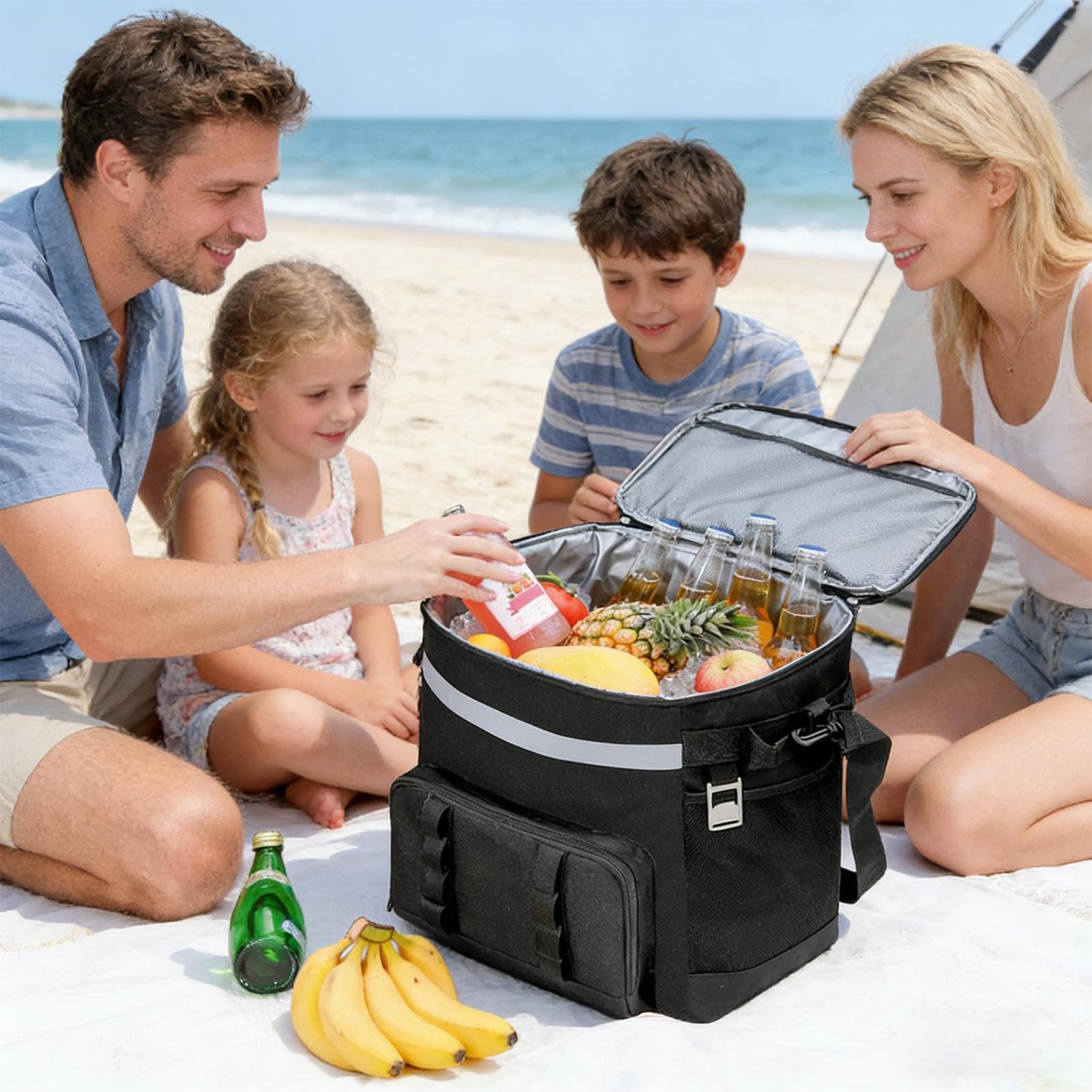 Hielera con Ruedas,con Ruedas Asa y Gran Capacidad de Almacenamiento,35L Forro Impermeable para Hielera Portátil - para Viajes, Playa, Compras, Patio,