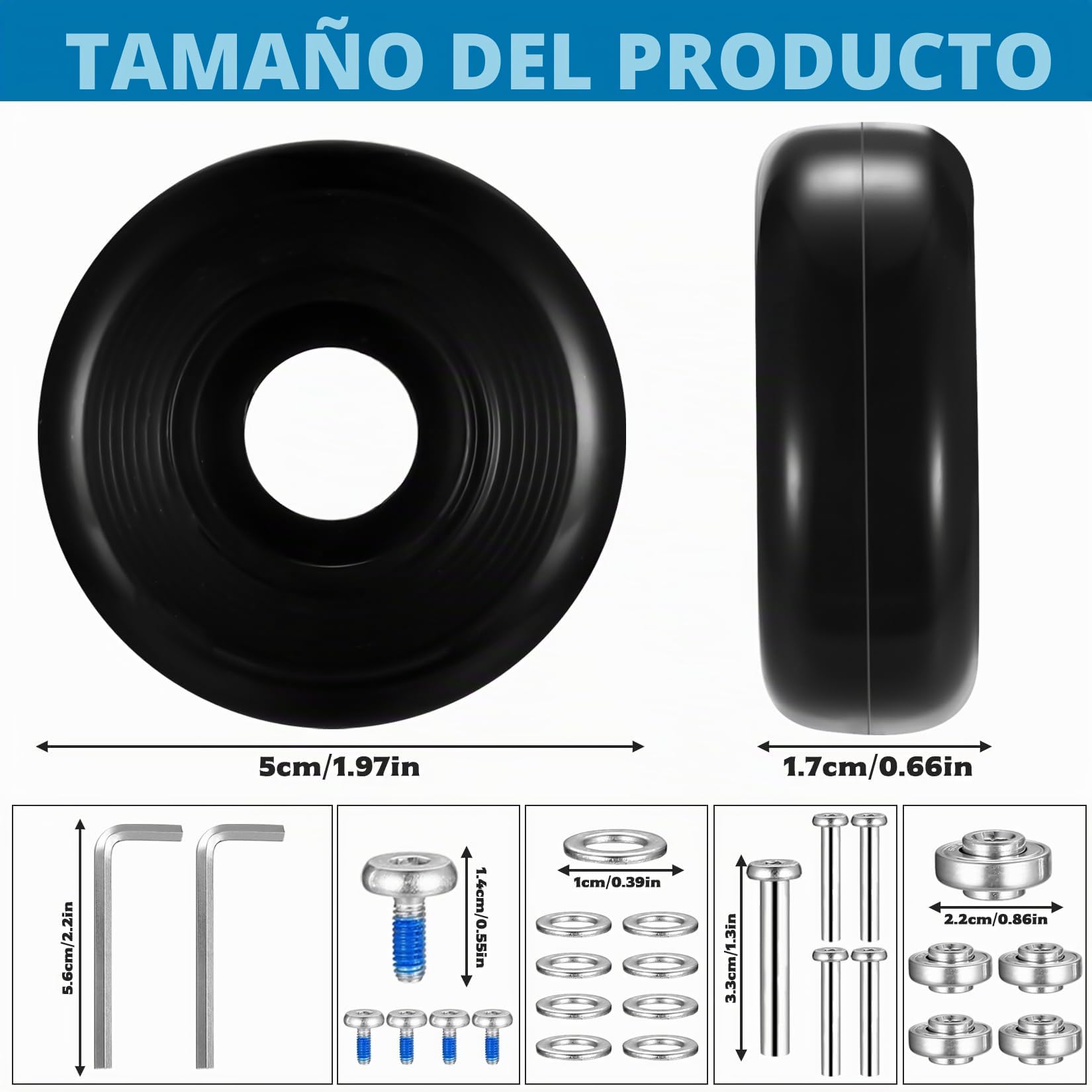 4 Piezas Ruedas de Maletas de Reemplazo, 50 x 17 mm Repuesto de Ruedas para Maletas de Viaje, Ruedas de Equipaje, Ruedas Maletas Repuesto Rueda Maleta para Carritos de Equipaje Trolley Reparacion