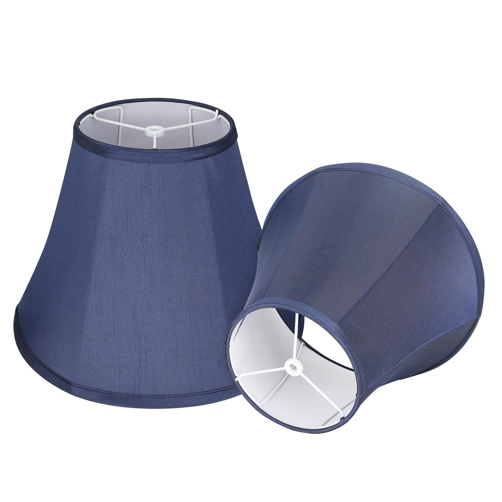 Lamp Shades Set of 2, KD Palace Lamp - Blue Lamp Shade Fabric with Built-in Folding Stand, Size: 7x14x10 Inches, Drum Lamp Shades for Table Lamps