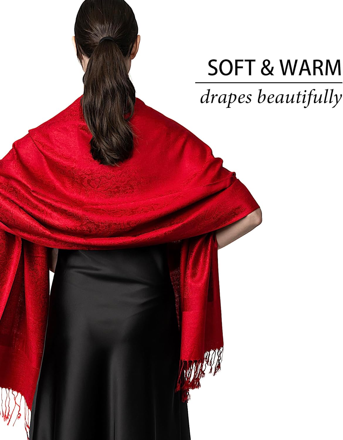 Achillea Two-Tone Vintage Paisley Pashmina Scarf – Lightweight Wrap & Shawl for Dresses, Weddings, Travel, All Seasons - Image 5