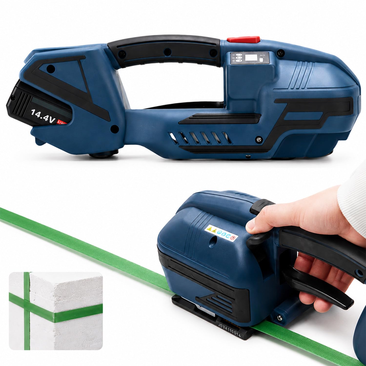 Electric Baler, Plant Strapping Machine, Electric Strapping Tool, 13- 16 mm Strapping Width, 3200N Tensile Strength, Tightening Speed 100-200mm/S, With 2 X 4000mah Batteries, For PP/PET Strapping