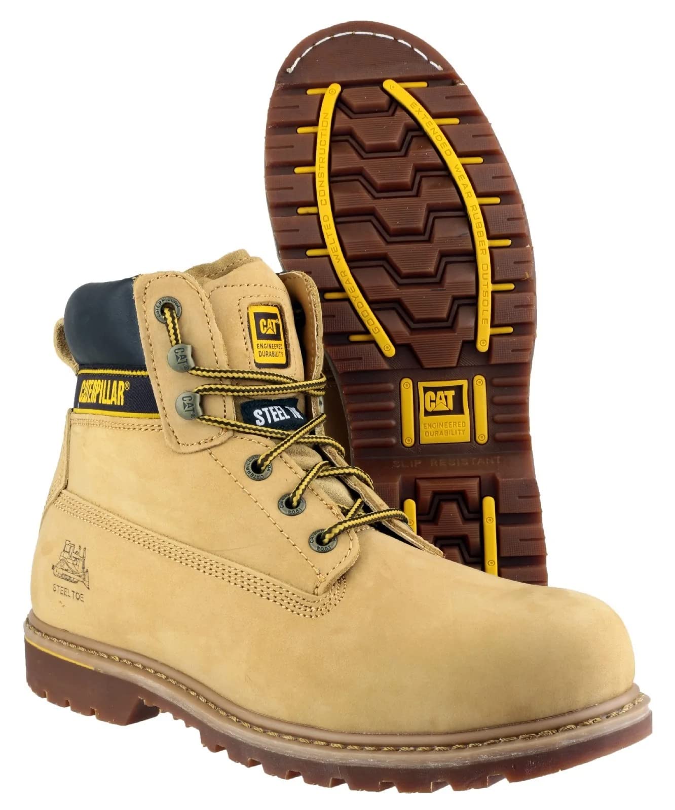 CAT buty ochronne HOLTON S3, obuwie robocze z stalową noską, męskie, brązowe, rozm. 44