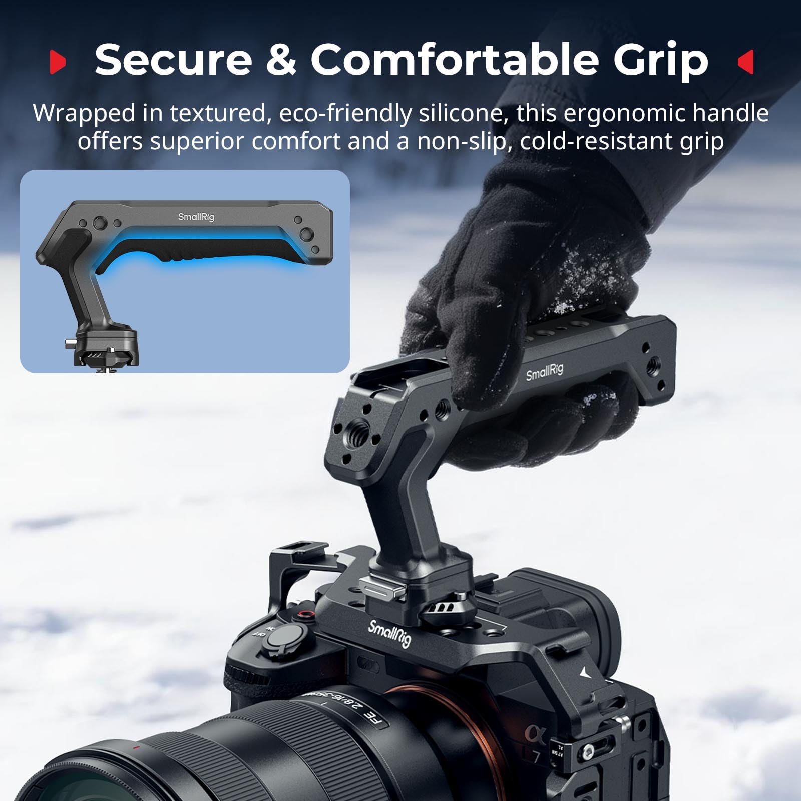 SMALLRIG Top Handle Obergriff, Zweiwege und Kompatible QR-Slide-NATO-Schiene für ARRI mit 1/4"-20-Schraube, Ergonomisches Design, 15kg max Tragkraft, Mehrere Integrierte Befestigungspunkte – 5632
