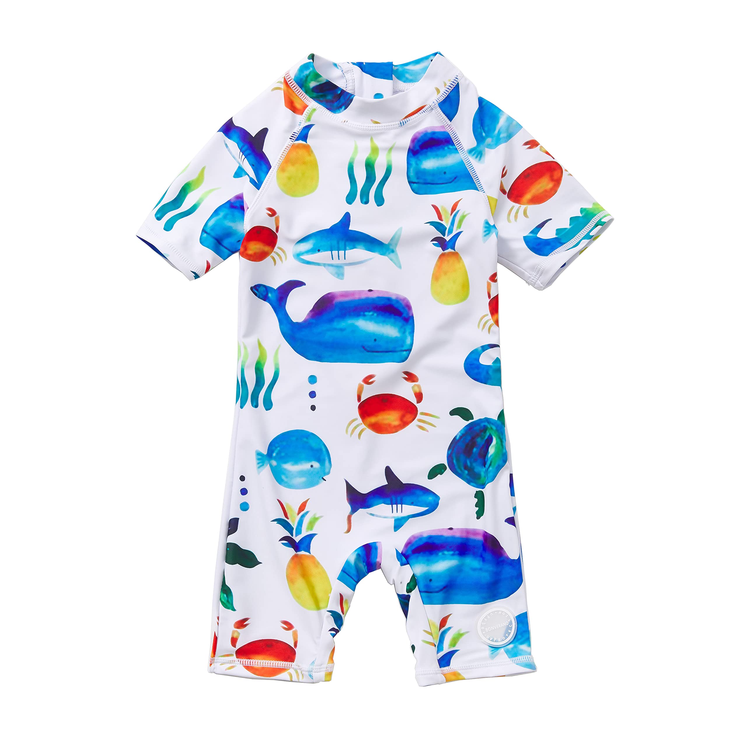 BONVERANO Baby Junge EIN stück Kurzärmel-Kleidung UV-Schutz 50+ Badeanzug MIT Einem Reißverschluss