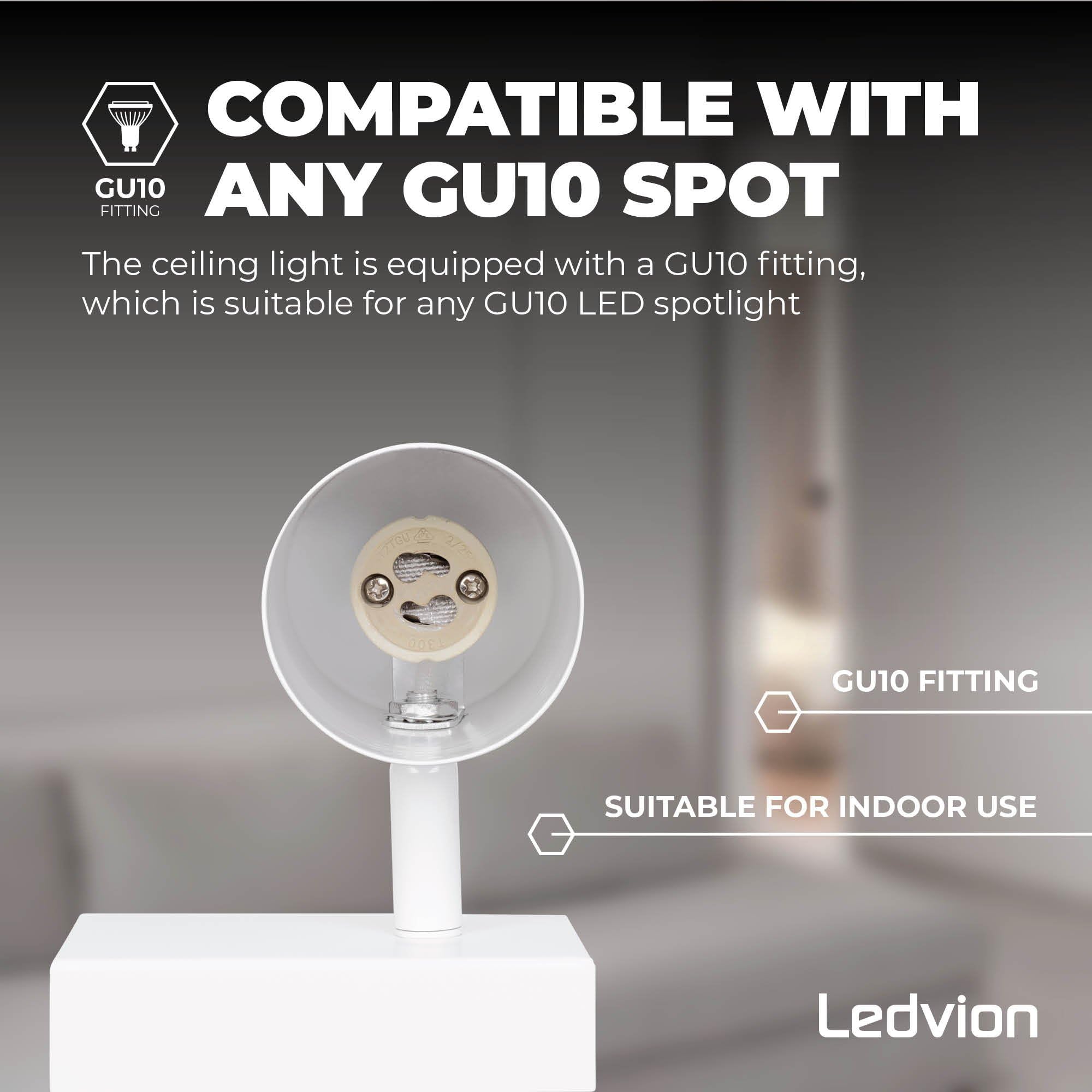 Ledvion, LED Ceiling Spotlight White 4-Light, dimmable, tiltable, GU10 Fitting, Surface mounting, White lamp - Image 3