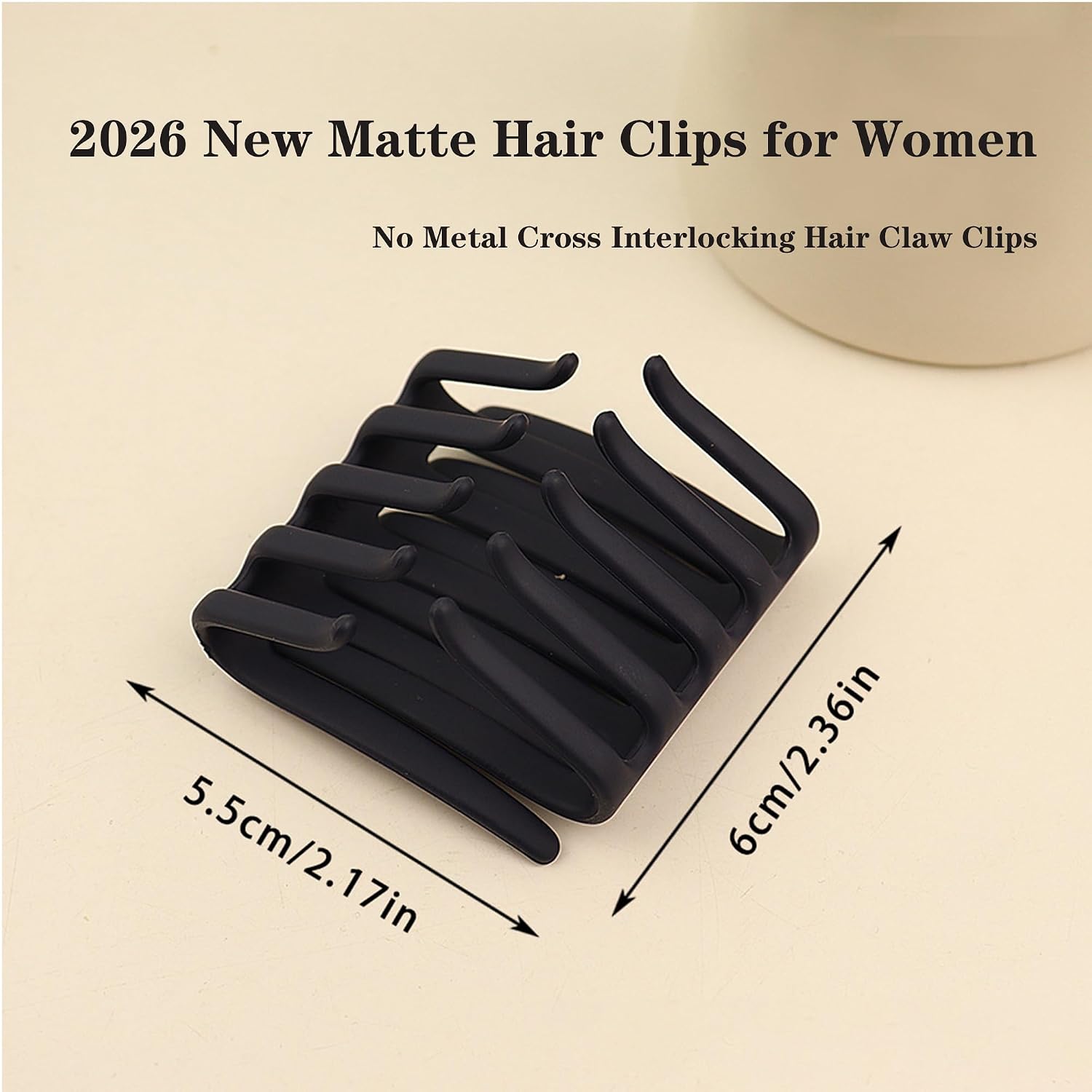 3PCS 2026 New Matte Hair Clips for Women, No Metal Cross Interlocking Hair Claw Clips, Large Non Slip Hair Barrette for High Bun & Half Up Hairstyle (3 Neutral)